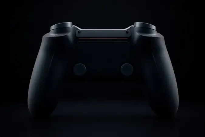 Renderização 3D conceitual da parte traseira de controle genérico destacando paddles e botões adicionais para Xbox