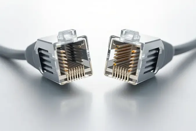 Comparação conceitual entre cabo de rede blindado STP e não blindado UTP mostrando camadas internas em renderização 3D.