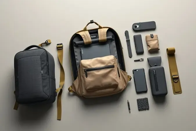 Visualização conceitual das características essenciais de uma mochila para notebook com compartimentos acolchoados e alças ergonômicas.