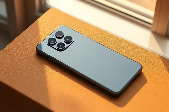 Smartphone genérico com câmera de qualidade em render 3D conceitual representando custo-benefício acessível.