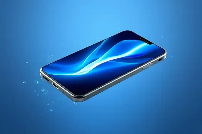 Smartphone flutuante com fluxos de luz representando desempenho fluido e celulares que não travam com o tempo