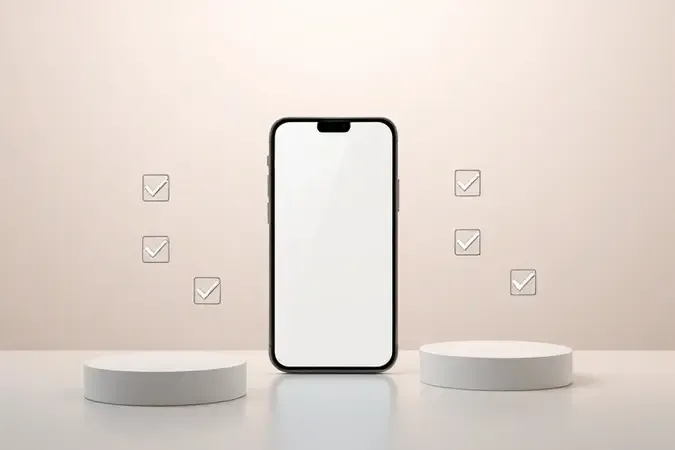 Conceito 3D de smartphone com elementos de comparação e seleção para auxiliar na escolha do melhor celular ASUS.