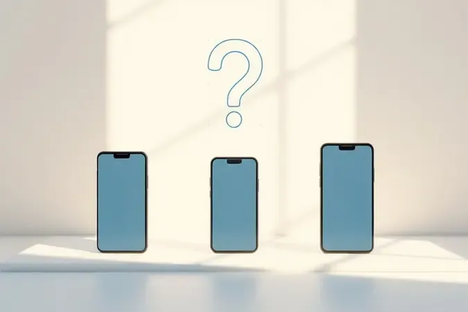 Renderização 3D conceitual com três smartphones sem marca lado a lado representando critérios de escolha do celular ideal para crianças.
