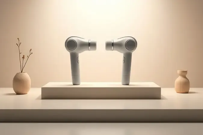 Dispositivos massageadores genéricos dispostos em composição minimalista representando escolha e comparação.