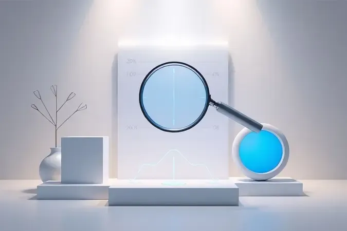 Composição 3D conceitual representando critérios de escolha de um multímetro digital com elementos abstratos e iluminação suave.