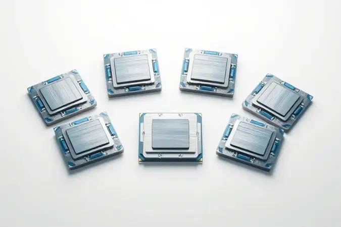 Componentes abstratos de processador organizados sobre superfície branca representando o processo de escolha do melhor processador Intel.