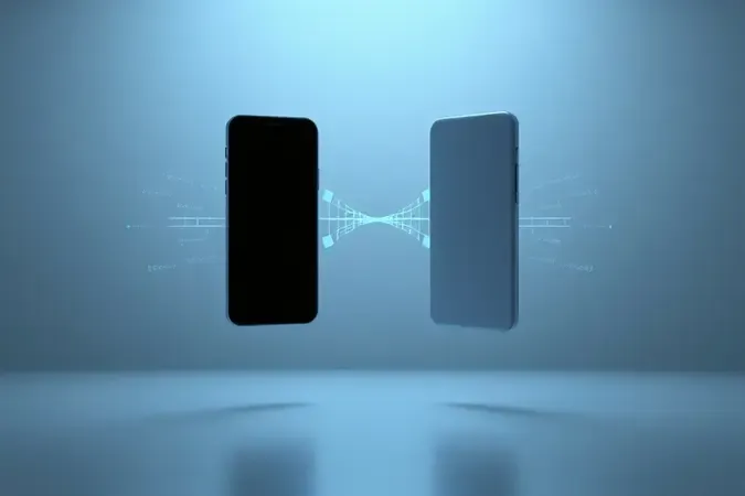 Ilustração conceitual 3D mostrando o funcionamento da tecnologia NFC com ondas de comunicação entre smartphone e terminal.