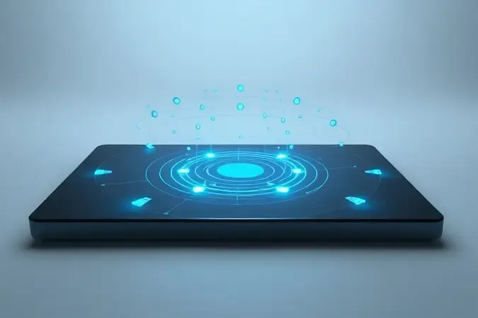 Teste de tela touch de notebook com pontos de toque e ondas responsivas em render 3D