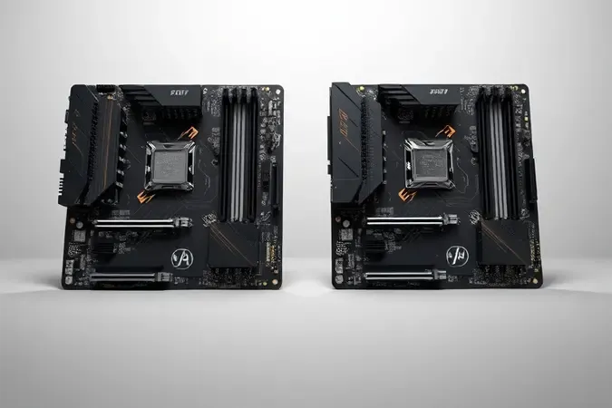 Comparação conceitual entre formatos ATX e Micro ATX de placas-mãe em renderização 3D limpa e profissional