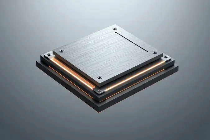 Render 3D conceitual comparando três chipsets AM5 representados como blocos metálicos flutuantes com acabamentos distintos e iluminação suave.