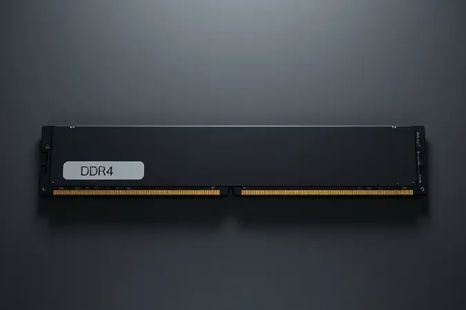 Comparação conceitual 3D entre módulos de memória DDR4 e DDR5 lado a lado com design moderno e limpo.
