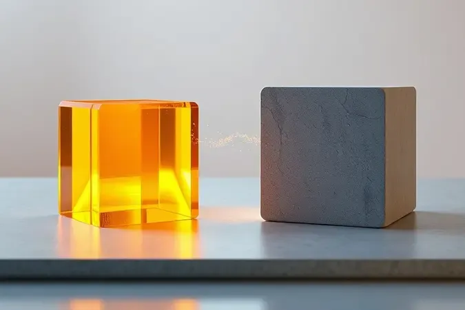 Comparação 3D conceitual entre bloco de nitreto de gálio compacto e bloco de silício volumoso representando diferença de eficiência.