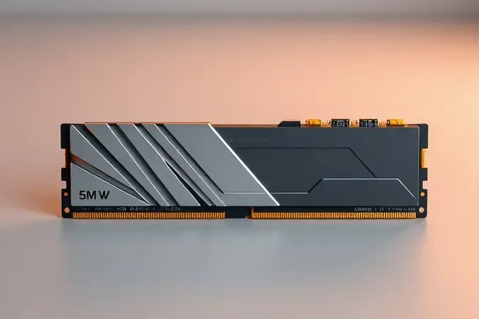 Render 3D conceitual comparando módulos de memória RAM DDR5 e DDR4 lado a lado, destacando a evolução entre as gerações.