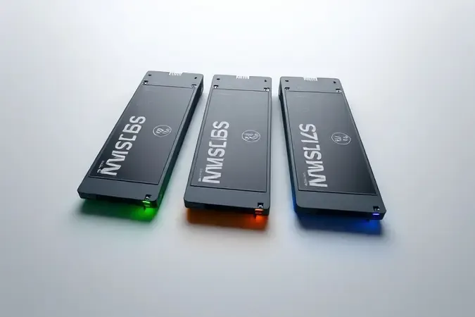 Render 3D de três SSDs M.2 lado a lado representando comparação e escolha do melhor modelo