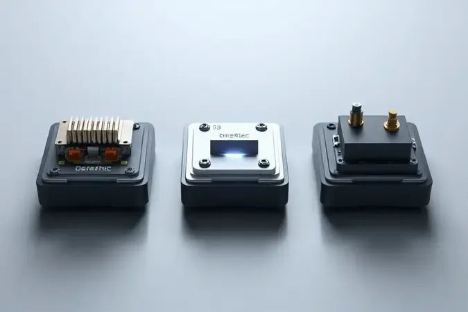 Render 3D conceitual comparando três tipos de switches de teclado: mecânico, óptico e magnético.