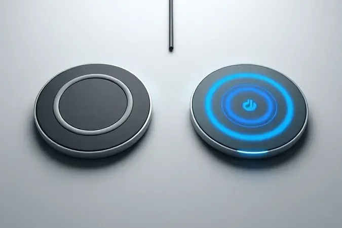 Comparação visual 3D entre tecnologias de carregamento MagSafe e Qi2 lado a lado