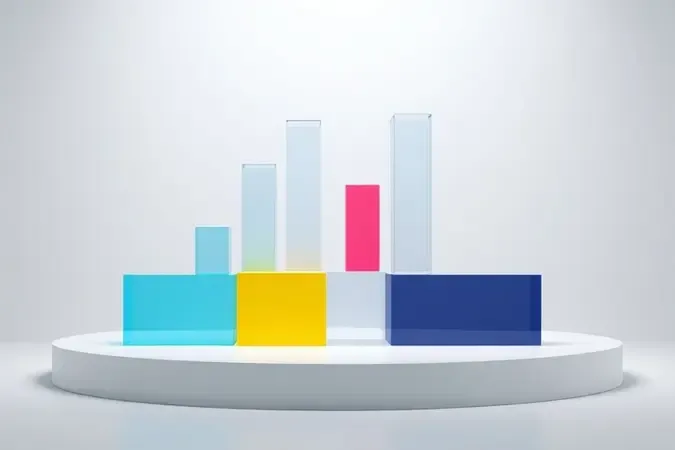 Render 3D conceitual de gráficos comparativos minimalistas para avaliação técnica de impressoras tanque de tinta