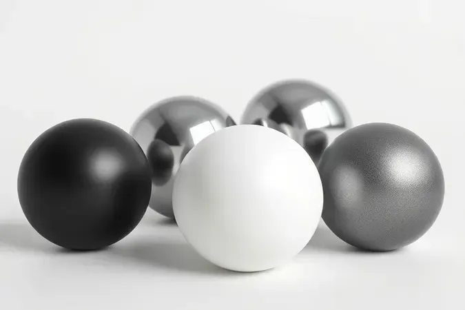 Render 3D com amostras de materiais para pasta térmica: carbono, prata, cerâmica e metal em composição minimalista.