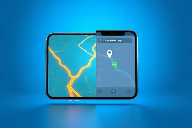 Conceito de navegação GPS online versus offline mostrando smartphone dividido entre mapa conectado e desconectado