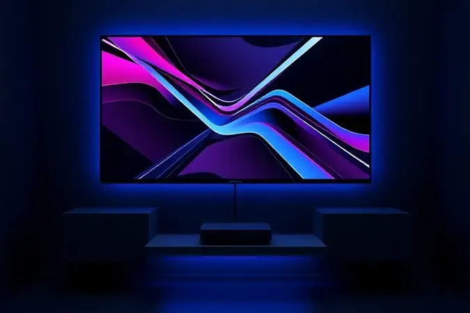 Setup gamer moderno com TV de 75 polegadas e console, destacando recursos de conectividade HDMI 2.1, VRR e ALLM para jogos.