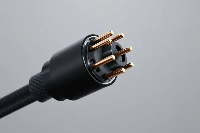 Render 3D de conector de energia moderno representando padrões ATX 3.0 e PCIe 5.0 para fontes de alimentação