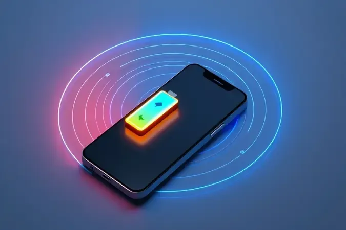 Conceito de consumo de bateria e dados móveis durante navegação GPS com ondas de dados e indicador de energia