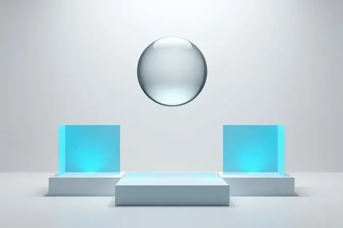 Composição conceitual 3D com elementos geométricos representando critérios de escolha para TV 120Hz
