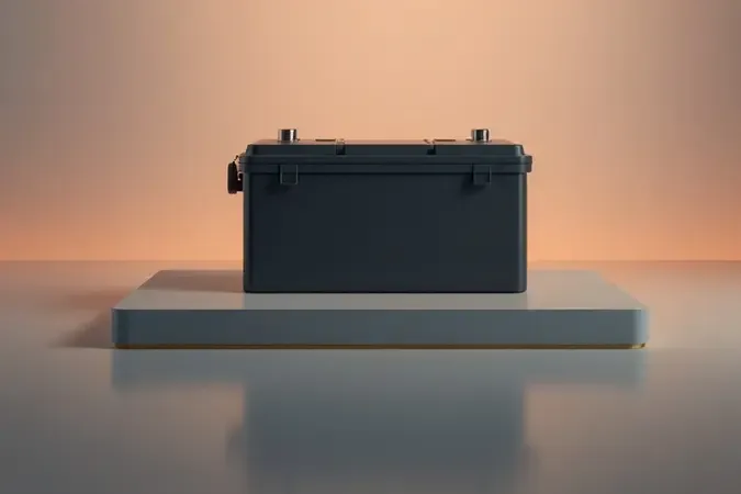 Renderização 3D conceitual sobre cuidados e manutenção de bateria para nobreak com ambiente limpo e iluminação profissional.