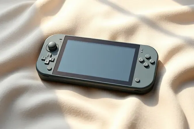 Render conceitual sobre cuidados e manutenção de console portátil com atmosfera limpa e serena.