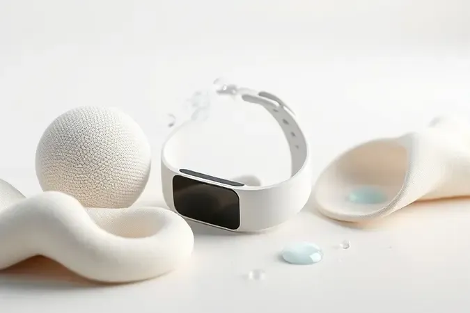 Renderização 3D conceitual de cuidados e manutenção preventiva de pulseira inteligente com elementos abstratos suaves