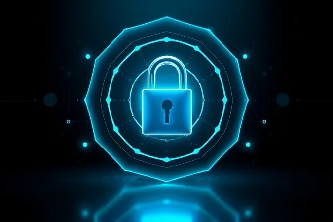 Conceito 3D de segurança digital para fechaduras inteligentes com criptografia e proteção de dados