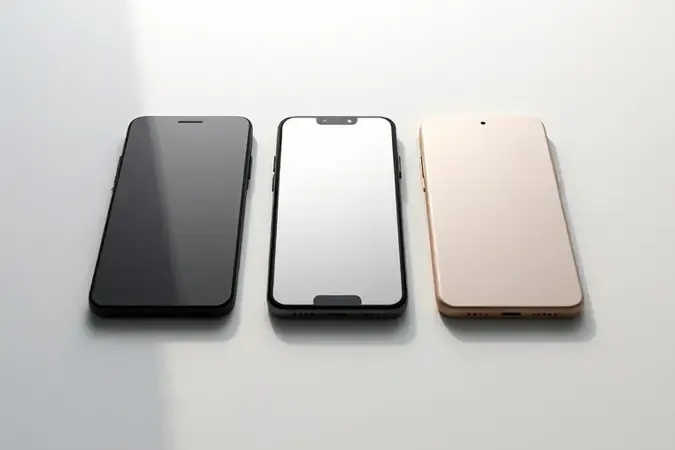Comparação conceitual entre designs distintos de smartphones modernos representando diferenças entre marcas de celular