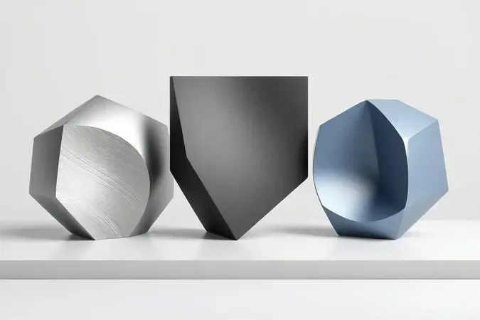 Render 3D abstrato de três formas geométricas representando diferentes marcas de GPU em composição moderna