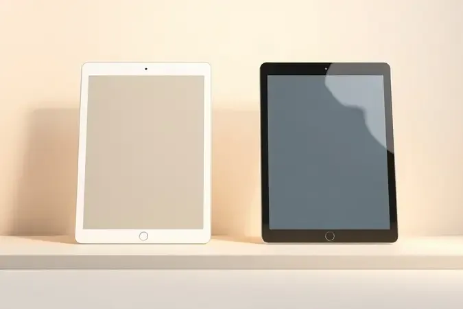 Comparação conceitual entre película plástica flexível e película de vidro rígido para tablet em renderização 3D lado a lado.