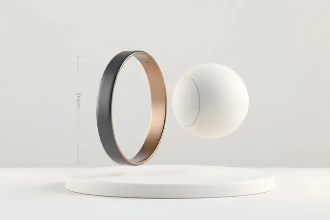 Renderização 3D conceitual comparando proporções e design de uma smartband e um smartwatch lado a lado