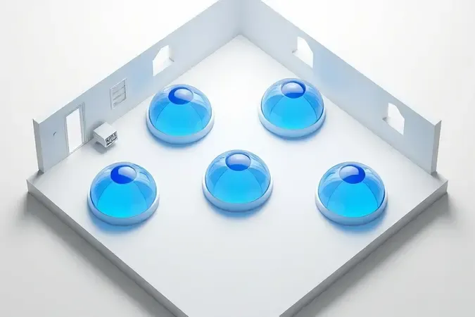 Renderização 3D de planta baixa com zonas de cobertura Wi-Fi e access points estrategicamente posicionados