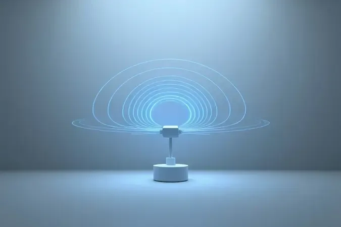 Ilustração conceitual 3D de direção de recepção de sinal digital com ondas abstratas convergindo para antena.