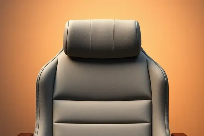 Detalhe do encosto alto com apoio de cabeça de cadeira presidente em render 3D conceitual