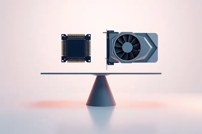 Render 3D conceitual mostrando equilíbrio entre processador e placa de vídeo para evitar gargalo em PC gamer