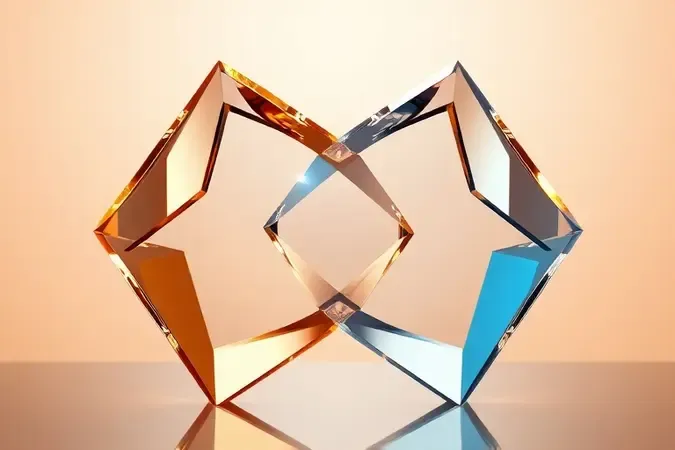 Renderização 3D conceitual sobre prevenção de erros no uso de calculadora científica com formas geométricas em realinhamento harmônico.