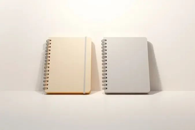 Renderização 3D conceitual representando escolha entre notebooks com composição geométrica e tons neutros