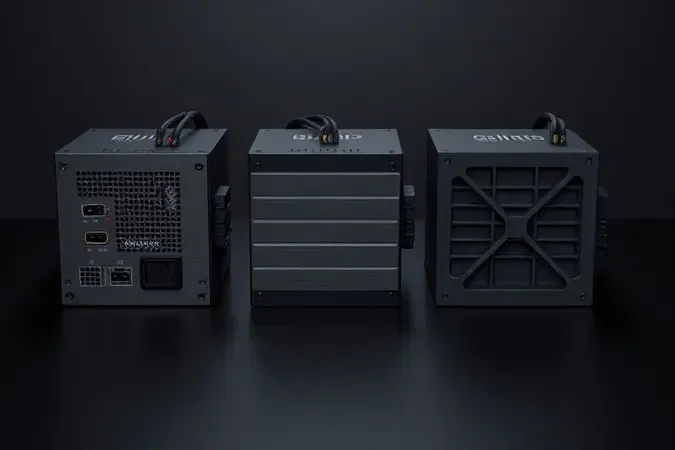 Renderização 3D comparando três estilos de gerenciamento de cabos de fontes de alimentação: modular, semimodular e com cabos fixos.