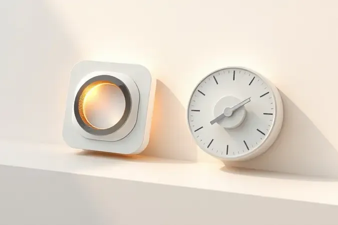 Renderização 3D conceitual de sensor de presença com fotocélula e temporizador, funcionalidades essenciais para automação residencial