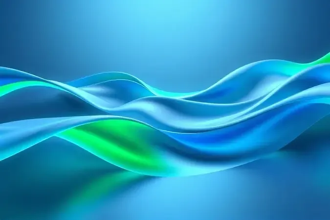 Visualização abstrata de ondas fluidas representando tecnologia FreeSync e VRR para sincronização de jogos no Xbox.