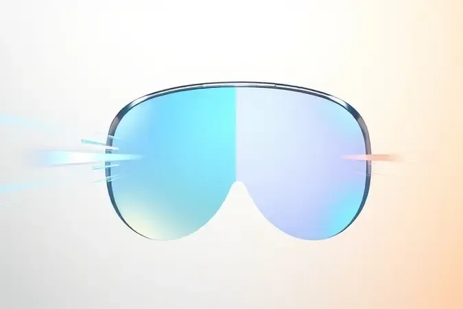 Render 3D conceitual mostrando camada microscópica de filtro azul em lente bloqueando luz do espectro azul com ondas de luz quente.