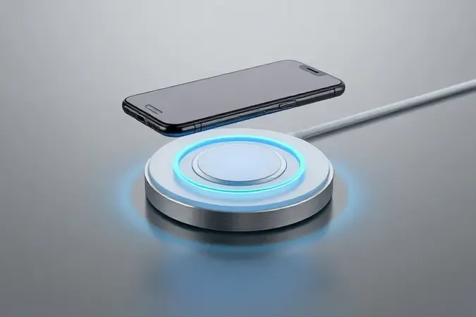 Ilustração 3D mostrando funcionamento do carregamento por indução entre smartphone e base de carregamento