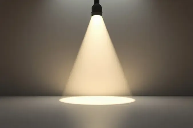 Luz principal de estúdio com feixe direcional iluminando cena conceitual para configuração de streaming