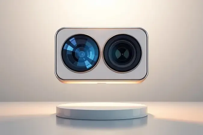 Conceito 3D de módulo de câmera de smartphone com lentes realistas para fotografia mobile.