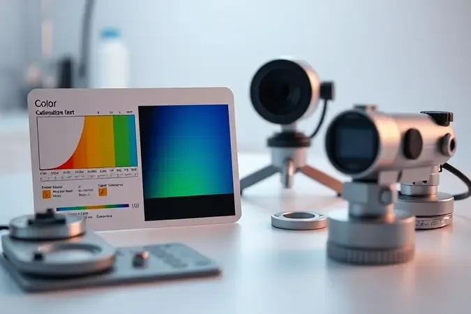Metodologia de teste de webcams Full HD com equipamentos de calibração de imagem e áudio em 2026.