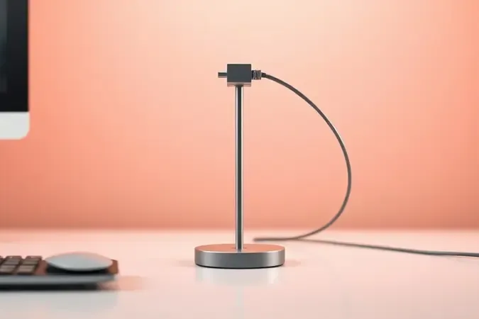 Render 3D conceitual explicando o funcionamento de um mouse bungee, com cabo suspenso eliminando arrasto e melhorando a precisão.